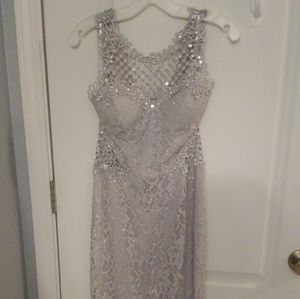 Silver long prom/ formal dress